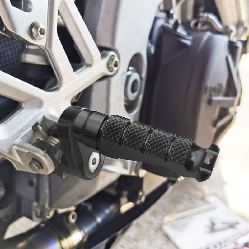 Fits Yamaha YZF R1 R3 R6 R25 R125 R-FIGHT 25mm Adjustable Front Black Foot Pegs - MC Motoparts