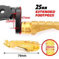 Fit BMW S1000R S1000RR R1200GS RFIGHT 25mm Extension Front Gold Foot Pegs - MC Motoparts