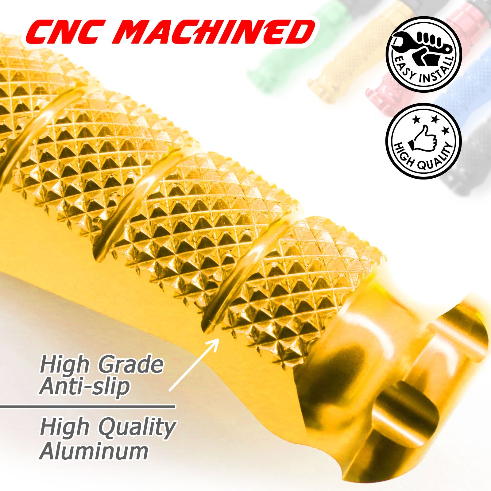 Fit Harley Davidson Softail Dyna RFIGHT 25mm Extension Front Gold Foot Pegs - MC Motoparts