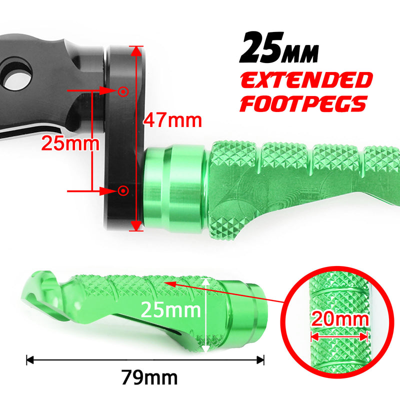 Fit Suzuki GSX-R 1000 600 750 RFIGHT 25mm Extension Front Foot Pegs - MC Motoparts