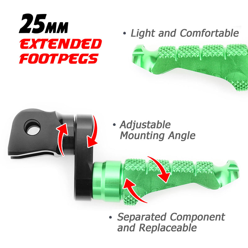 Fit Kawasaki GTR1400 Versys 1000 650 RFIGHT 25mm Extension Front Foot Pegs - MC Motoparts