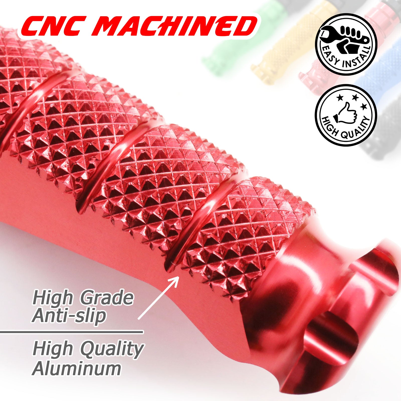 Fit Suzuki GSX-R 1000 600 750 RFIGHT 25mm Extension Front Red Foot Pegs - MC Motoparts