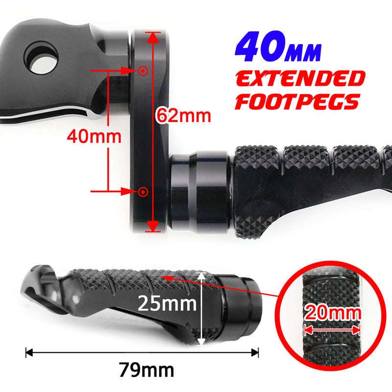 Fit Razor RSF350 RSF650 R-FIGHT 40mm 1.5 inch Adjustable Extended Extension Lowering Lower Front Foot Pegs Footpegs Electric Dirt Bike MC Motoparts