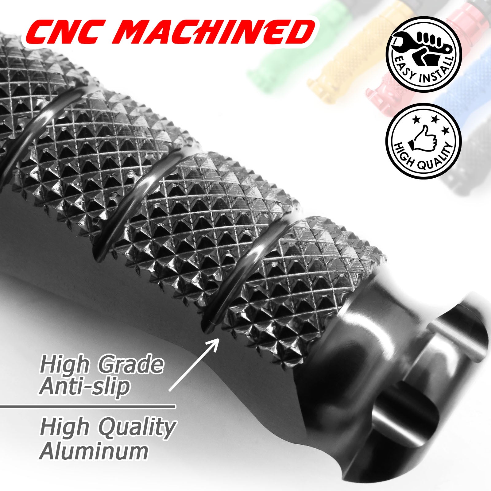 Fit Honda VFR800 VFR1200F NC750X RFIGHT 40mm Adjustable Front Black Foot Pegs - MC Motoparts