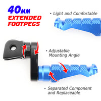 Fit Suzuki GSX-R 1000 600 750 RFIGHT 40mm Extension Front Blue Foot Pegs - MC Motoparts