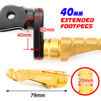 Fit BMW S1000R S1000RR R1200GS RFIGHT 40mm Extension Front Gold Foot Pegs - MC Motoparts