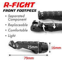 Fits Kawasaki Z1000 Z125 Z750 Z900 RFIGHT Front Black Foot Pegs - MC Motoparts