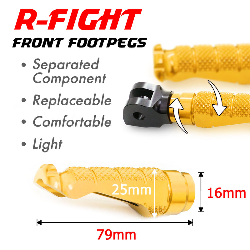 Fits Yamaha BT1100 TDM900 XJR1300 RFIGHT Front Gold Foot Pegs - MC Motoparts