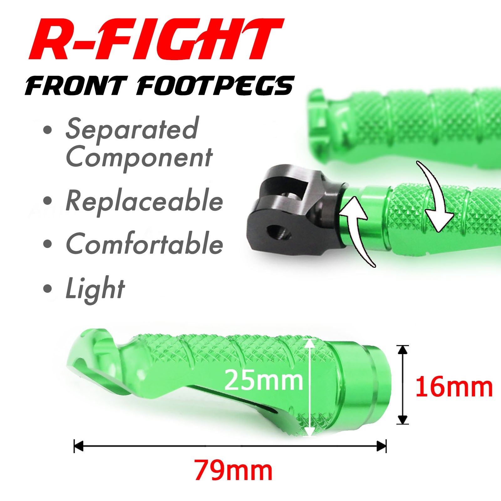 Fits Yamaha YZF R1 R3 R6 R25 R125 RFIGHT Front Foot Pegs - MC Motoparts