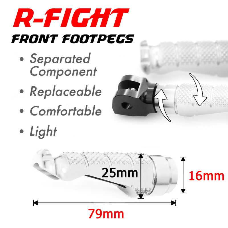 Fits Triumph Scrambler Speed Triple Sprint GT RFIGHT Front Silver Foot Pegs - MC Motoparts