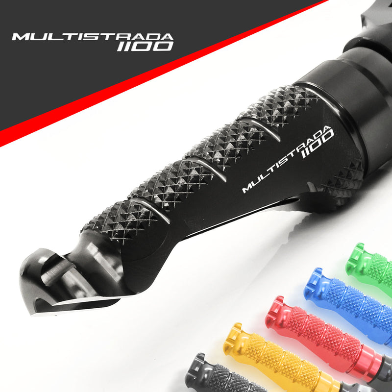 Ducati Multistrada 1100 engraved front rider Black Foot Pegs
