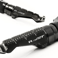 Fit BMW R nineT 14-18 Engraved Logo R-FIGHT Front Black Foot Pegs - MC Motoparts