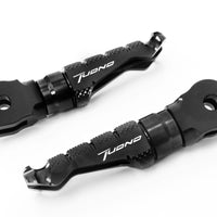 Aprilia TUONO engraved front rider Black Foot Pegs