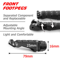 Honda GROM logo engraved front rider Black Foot Pegs