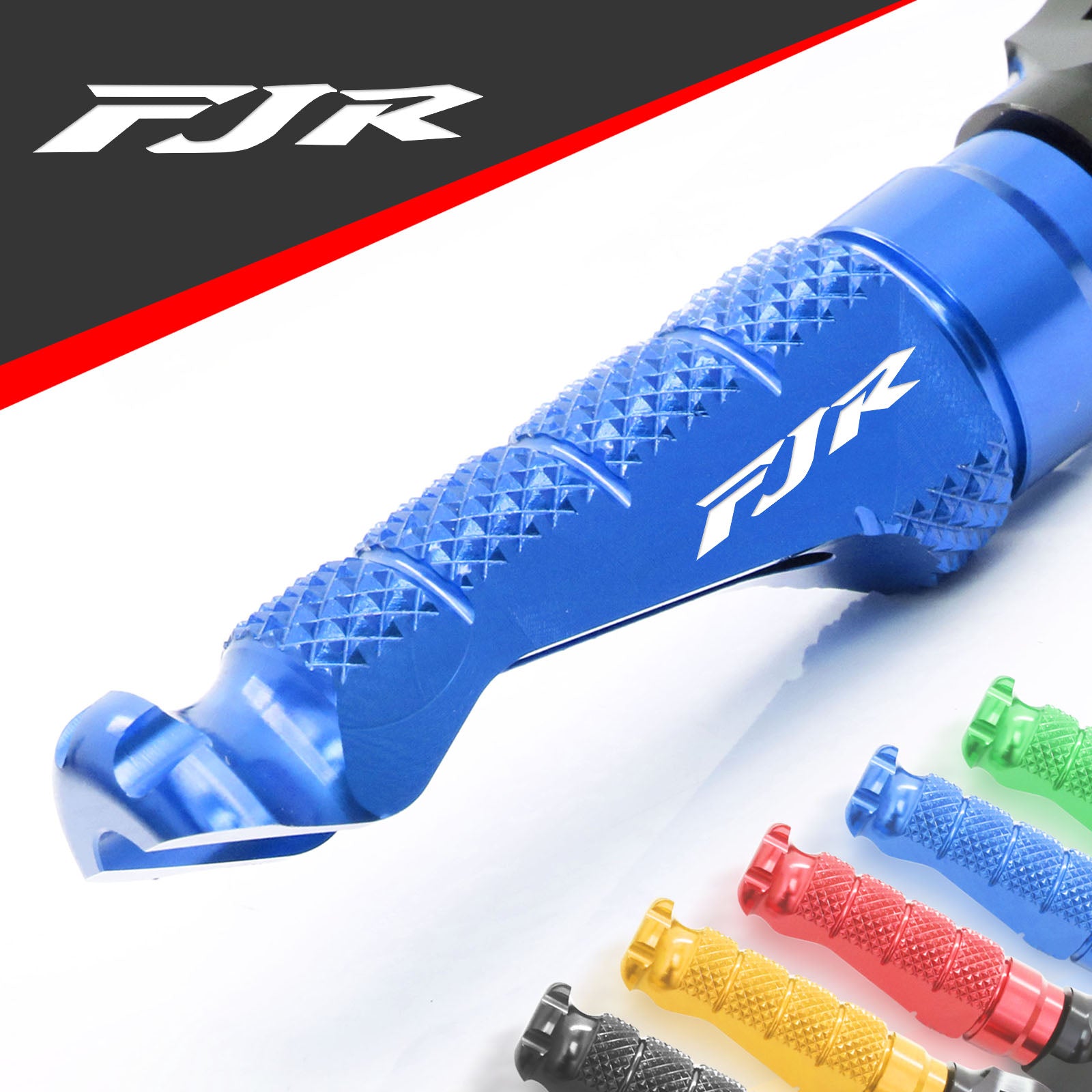 Yamaha FJR1300 01-13 engraved front rider Blue Foot Pegs