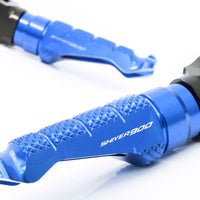 Aprilia SHIVER900 engraved front rider Blue Foot Pegs