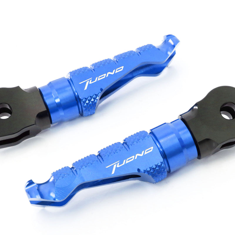 Aprilia TUONO engraved front rider Blue Foot Pegs