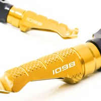 Ducati 1098 EVO R S 07-09 engraved front rider Gold Foot Pegs