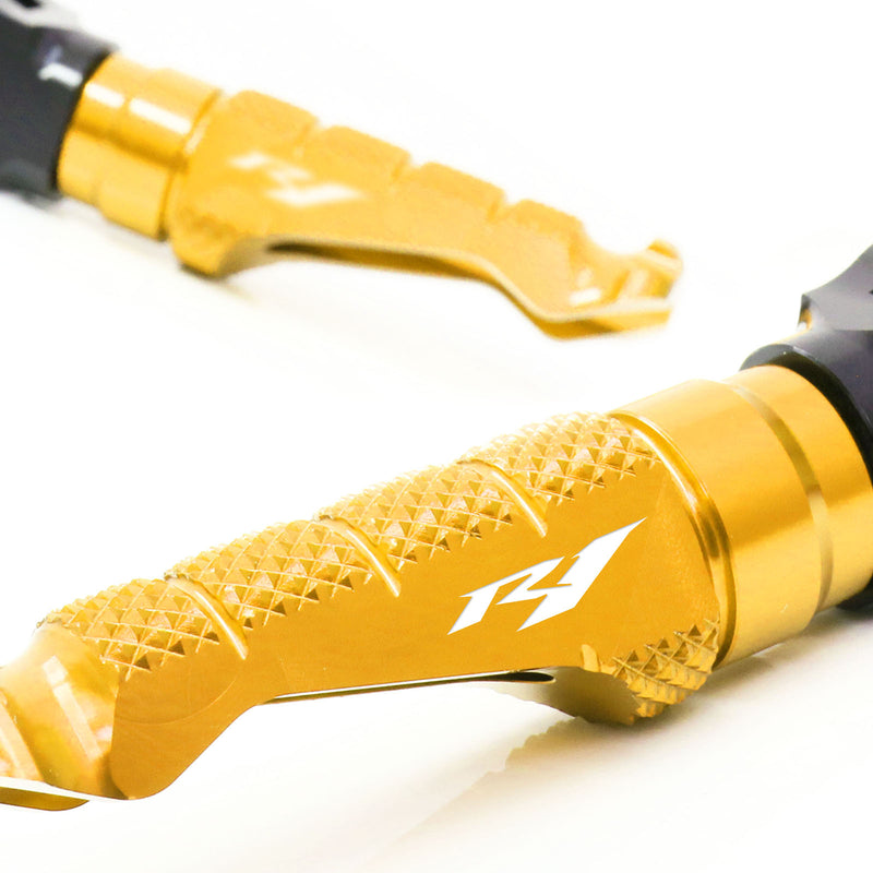 Fit Yamaha YZF R1 R1M R1S Engraved Logo R-FIGHT Front Gold Foot Pegs - MC Motoparts