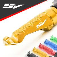 Suzuki SV650 SV1000 engraved front rider Gold Foot Pegs