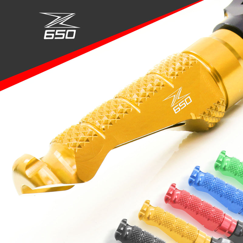 Kawasaki Z650 17-19 logo engraved front Gold Foot Pegs