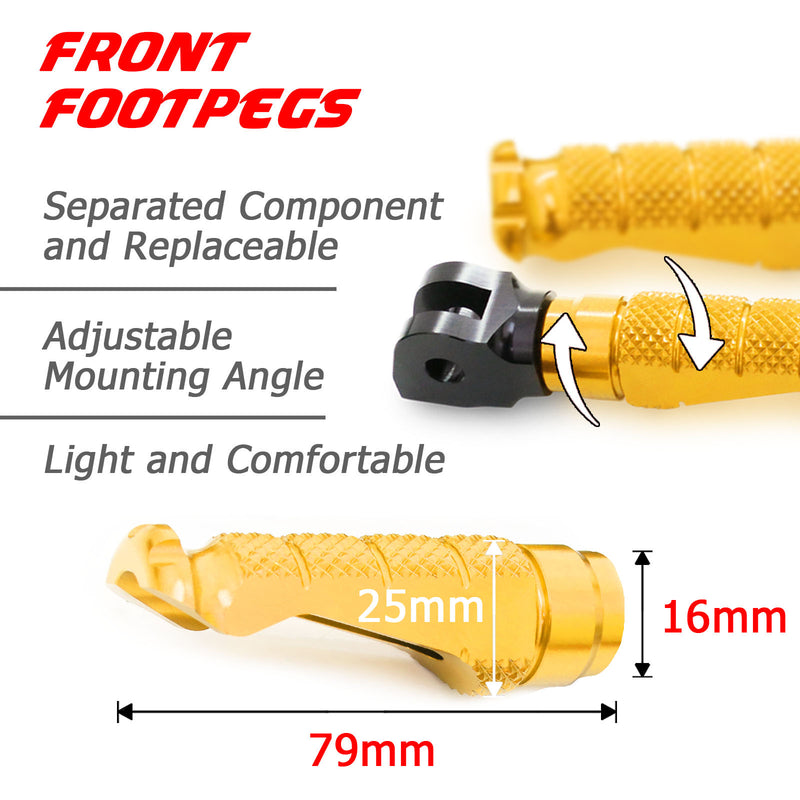 Aprilia TUONO engraved front rider Gold Foot Pegs