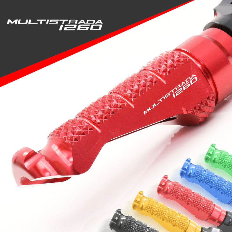 Ducati Multistrada 1260 engraved front rider Red Foot Pegs