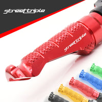 Triumph Street Triple 675 engraved front rider Red Foot Pegs