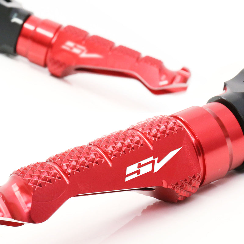 Suzuki SV650 SV1000 engraved front rider Red Foot Pegs