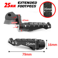 Fits Triumph Speed Four Speed Triple 25mm Adjustable Rear R-FIGHT Black Foot Pegs