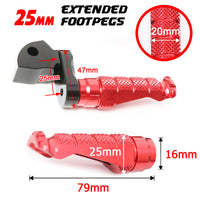 Fits Honda VFR800F NC750 25mm Extension Rear R-FIGHT Red Foot Pegs