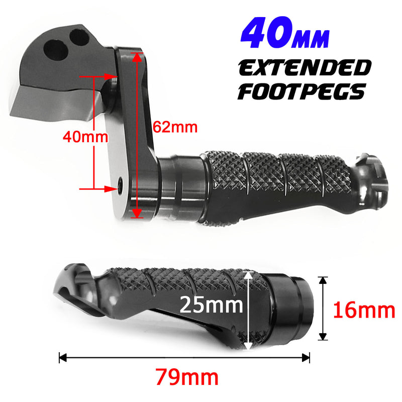 Fits Triumph Speed Four Speed Triple 40mm Adjustable Rear R-FIGHT Black Foot Pegs