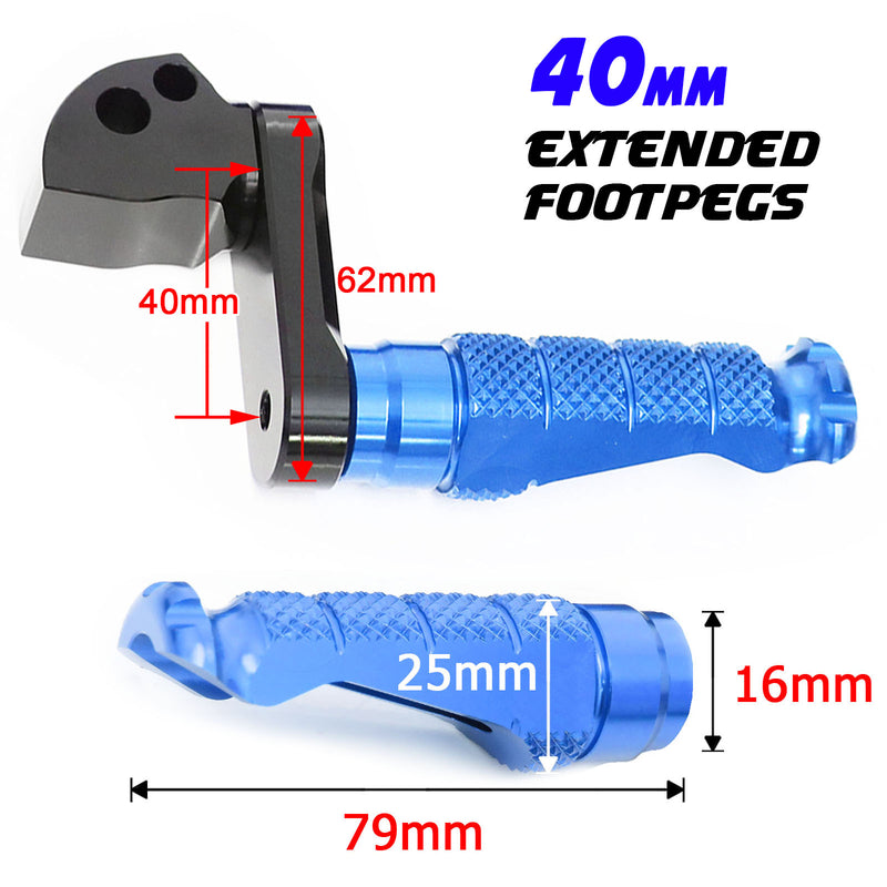 Fits Honda CBR1000RR CBR250R 40mm Adjustable Rear R-FIGHT Blue Foot Pegs