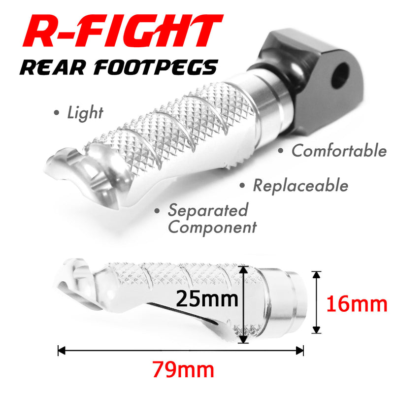 Fits Kawasaki ZX-6R ZX-7R Ninja 300R Rear R-FIGHT Silver Foot Pegs