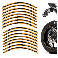 12 pcs Black Check 17'' Wheel Front & Rear Rim Skin Sticker Set - MC Motoparts