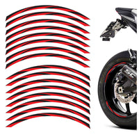 12 pcs Black Strip 17'' Wheel Front & Rear Rim Skin Sticker Set - MC Motoparts