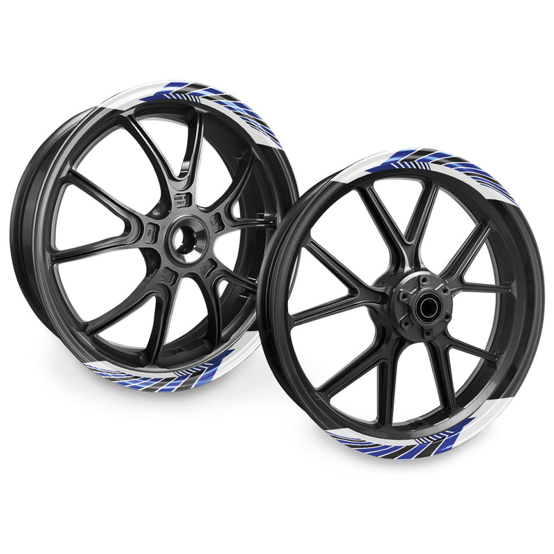 Awning Stripe Pattern 17'' Wheel Front & Rear Removable Rim Sticker Set - MC Motoparts