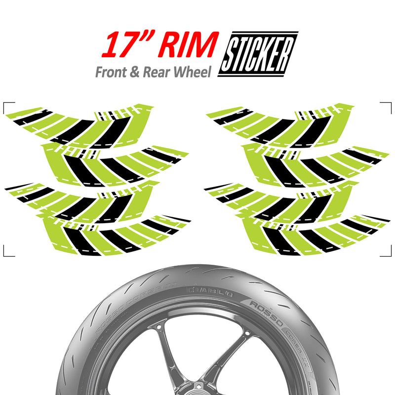 Awning Stripe Pattern 17'' Wheel Front & Rear Removable Rim Sticker Set - MC Motoparts