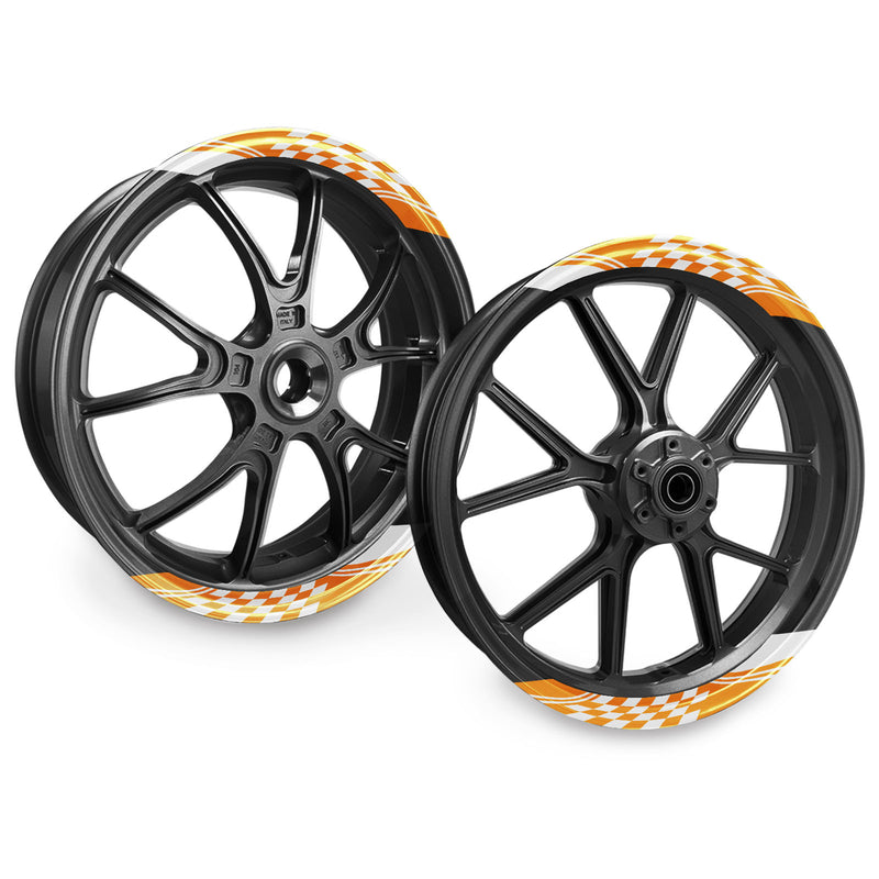 Check Pattern 17'' Wheel Front & Rear Removable Rim Sticker Set - MC Motoparts