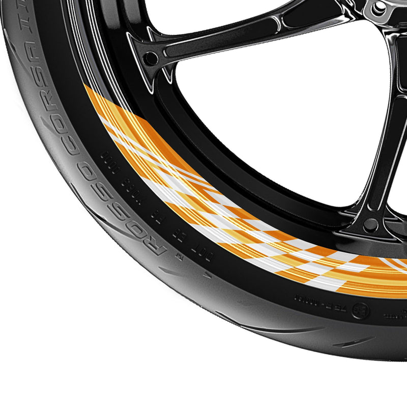 Check Pattern 17'' Wheel Front & Rear Removable Rim Sticker Set - MC Motoparts