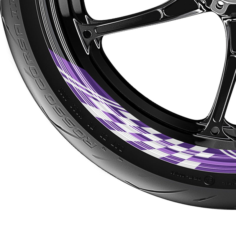 Check Pattern 17'' Wheel Front & Rear Removable Rim Sticker Set - MC Motoparts