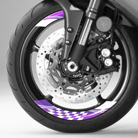 Check Pattern 17'' Wheel Front & Rear Removable Rim Sticker Set - MC Motoparts