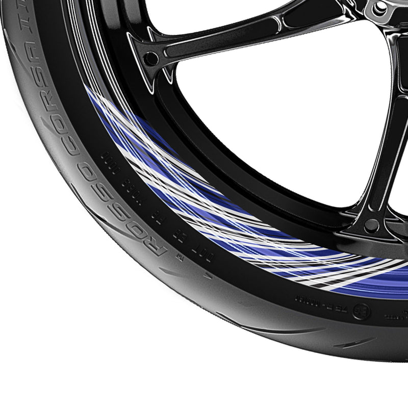 Stripe Pattern 17'' Wheel Front & Rear Removable Rim Sticker Set - MC Motoparts