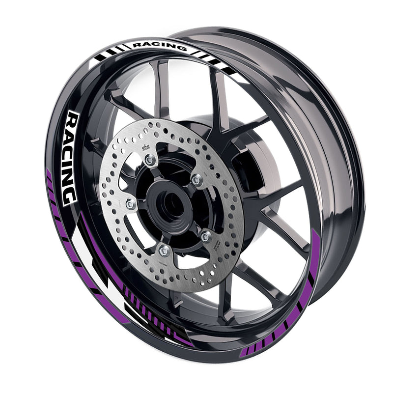 Purple Motorcycle Front & Rear Wheel Rim Sticker Racing Teeth