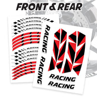 Red Motorcycle Front & Rear Wheel Rim Sticker Racing Triangle