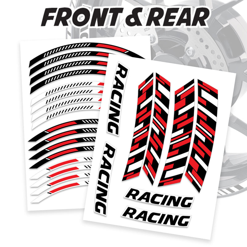 Red Motorcycle Front & Rear Wheel Rim Sticker Racing Piano