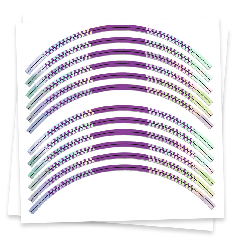 Purple Silver Holographic Wheel Stickers J13 Rim Skin Decal Strip