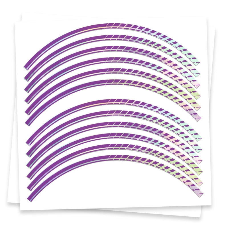 Purple Chrome Holographic Wheel Stickers J14 Rim Skin Decal Strip